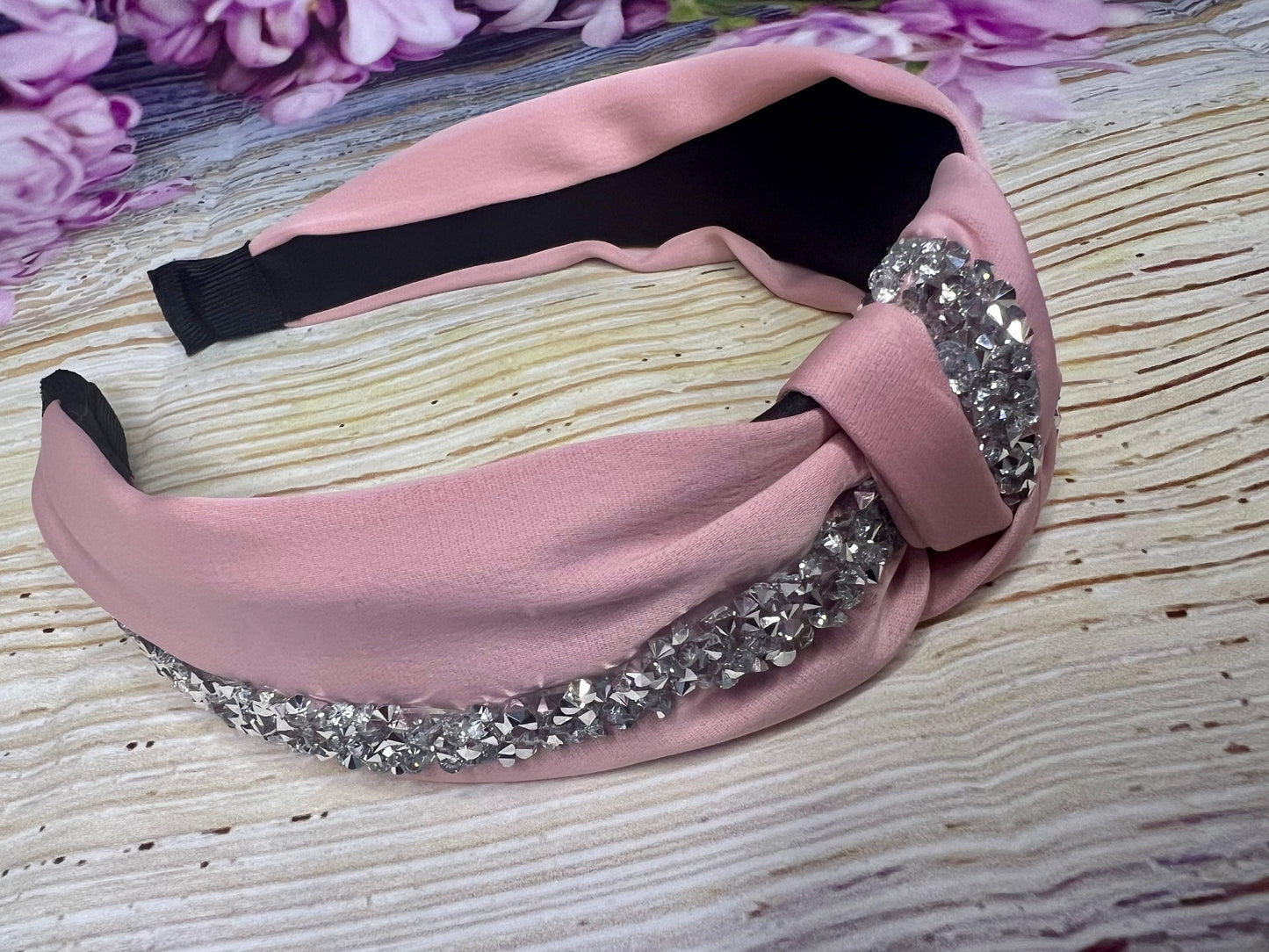 Satin Knotted Headband with Crystals