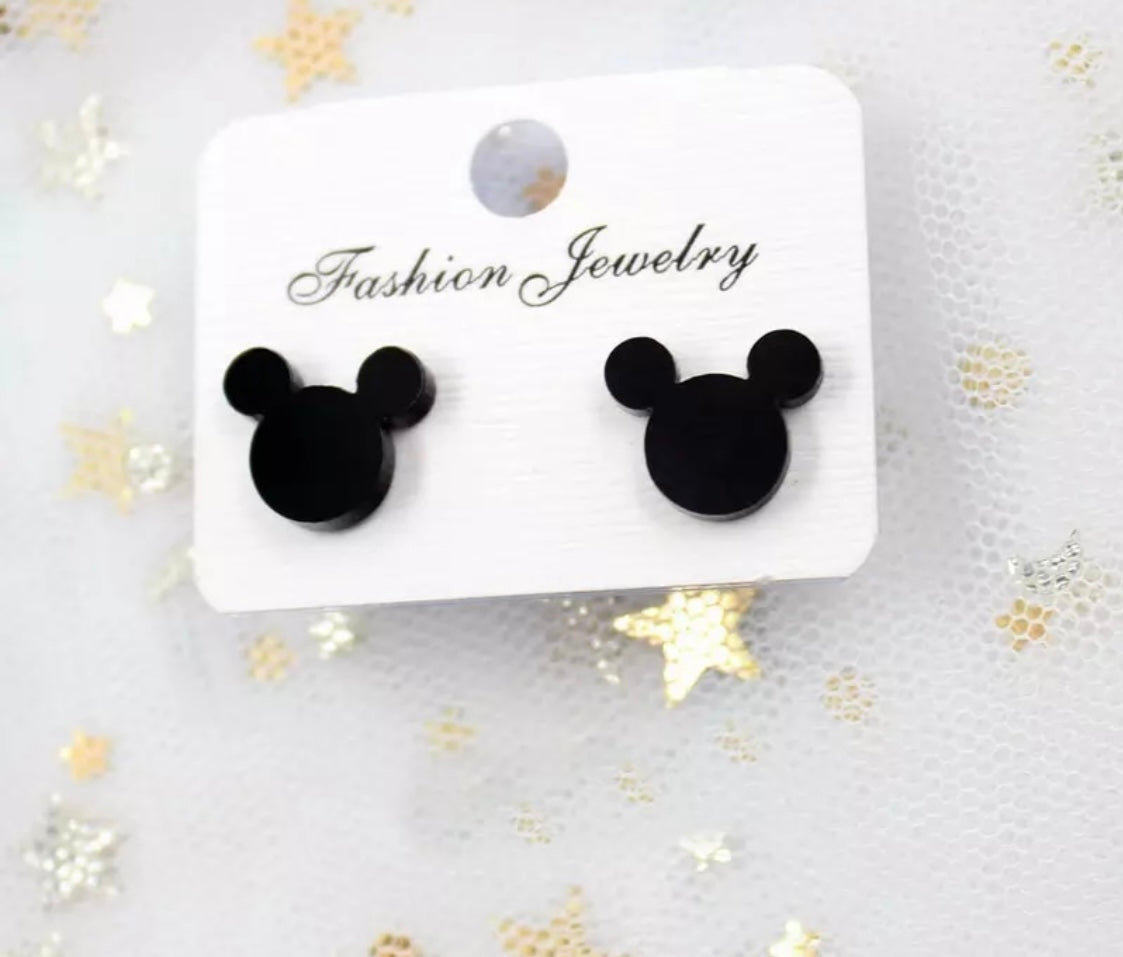 Classic Black Mouse Stud Earrings