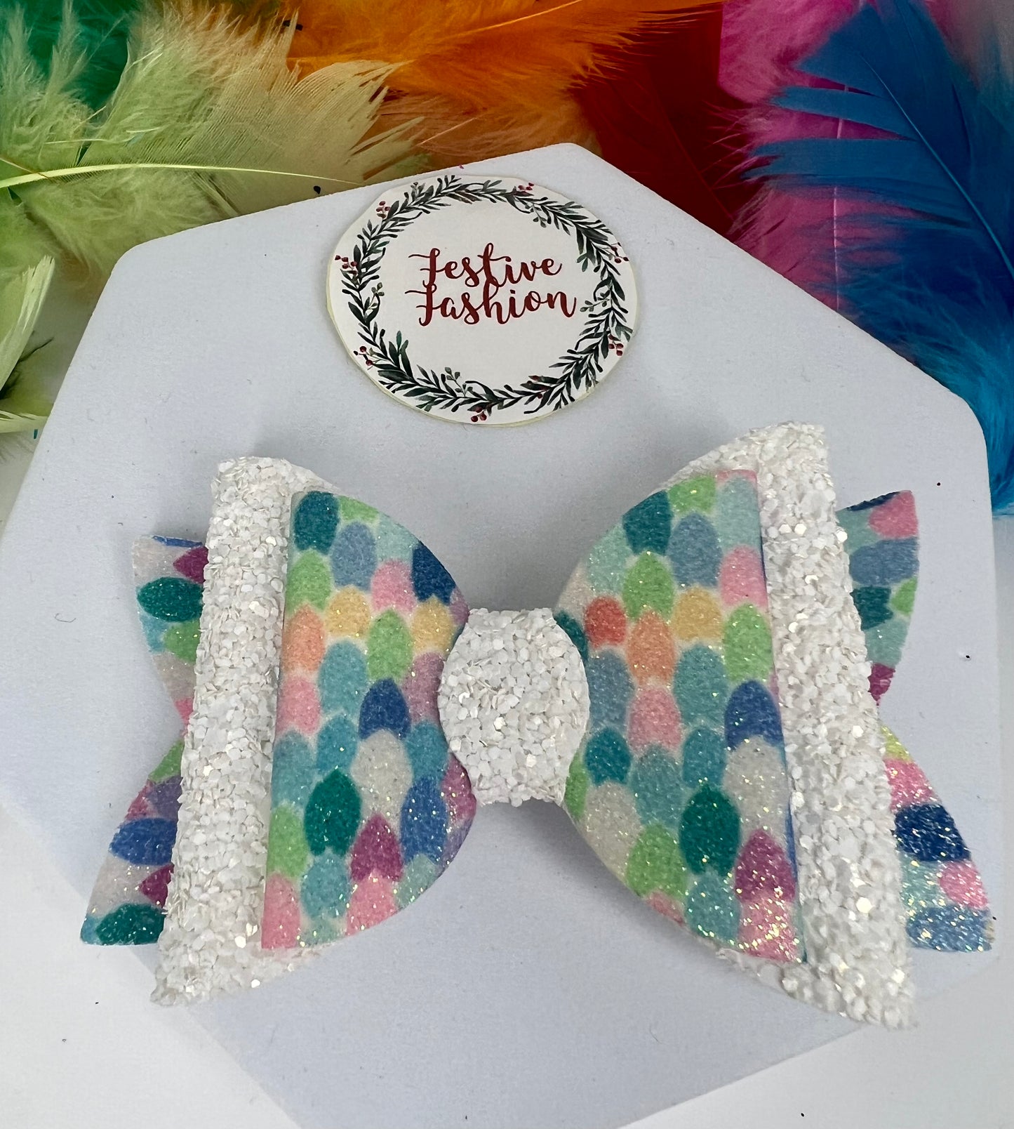 Glitter Vinyl Mermaid Bow Hair Clips