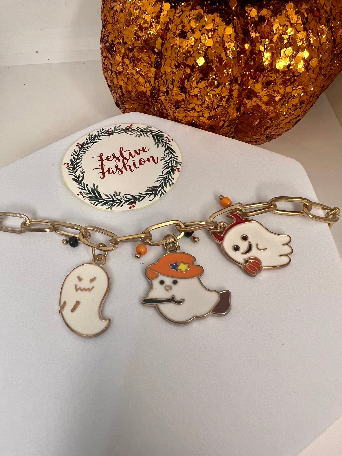 Gold Halloween Charm Bracelet