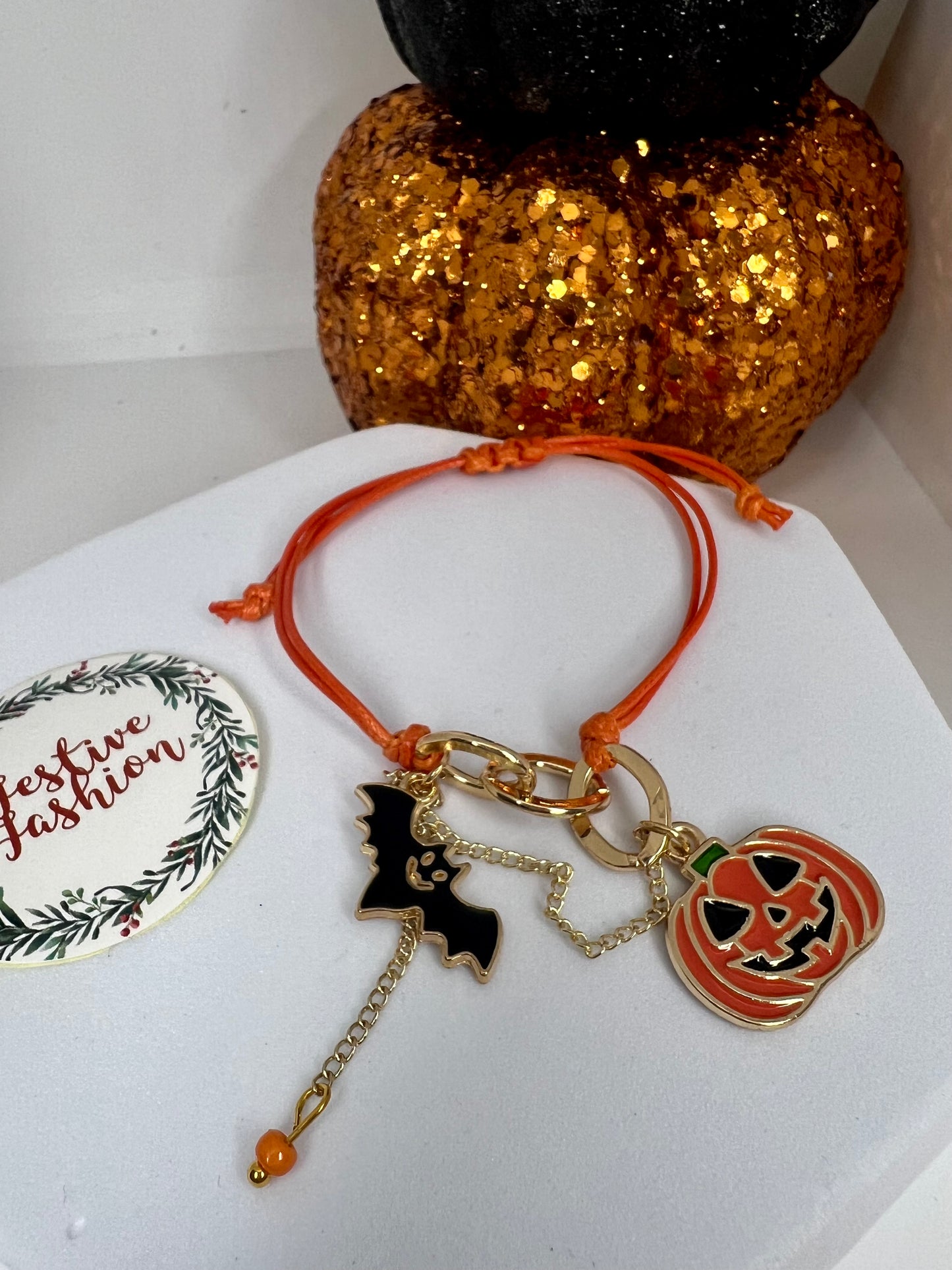 Orange Halloween Charm Bracelet