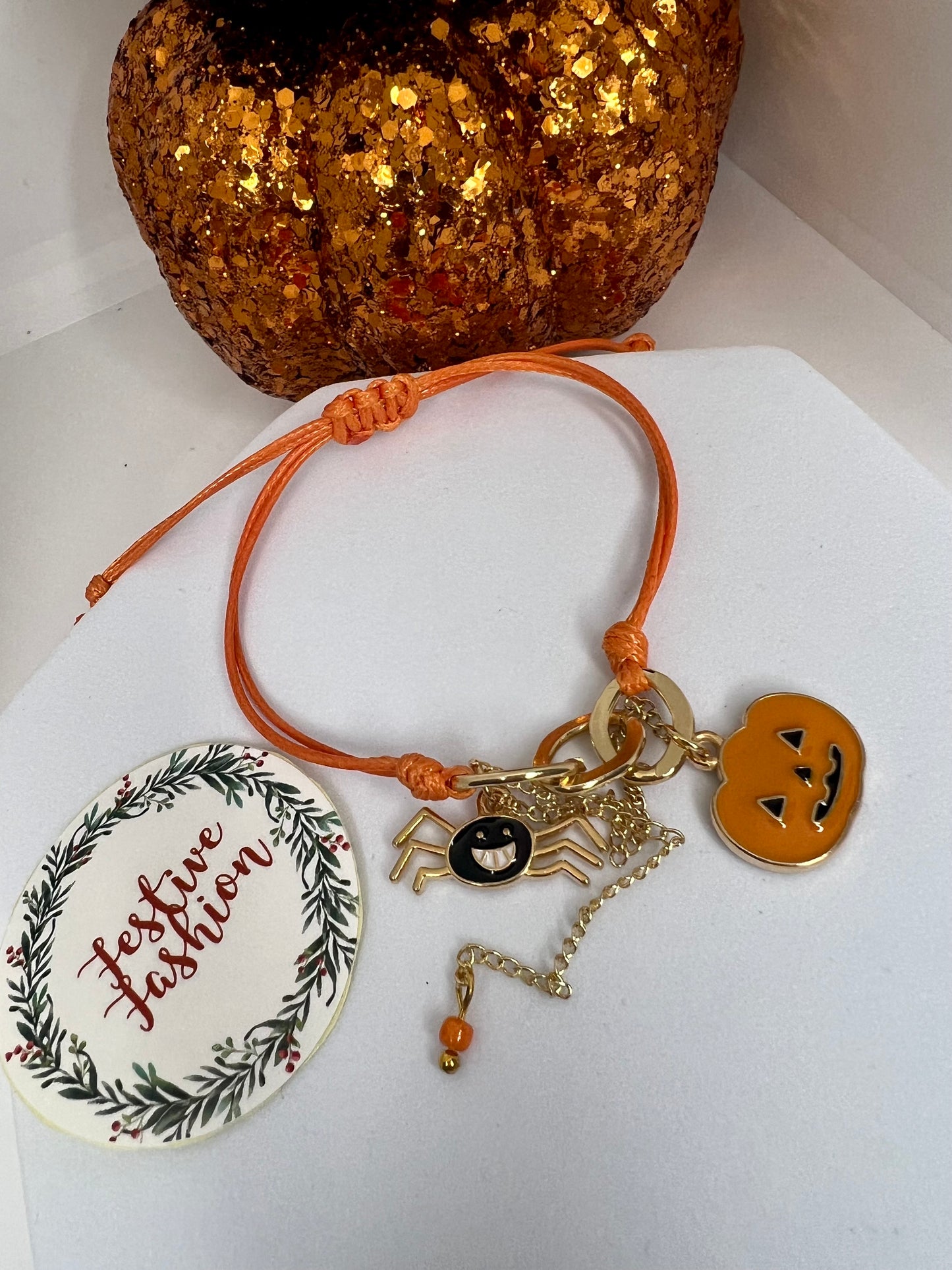 Orange Halloween Charm Bracelet