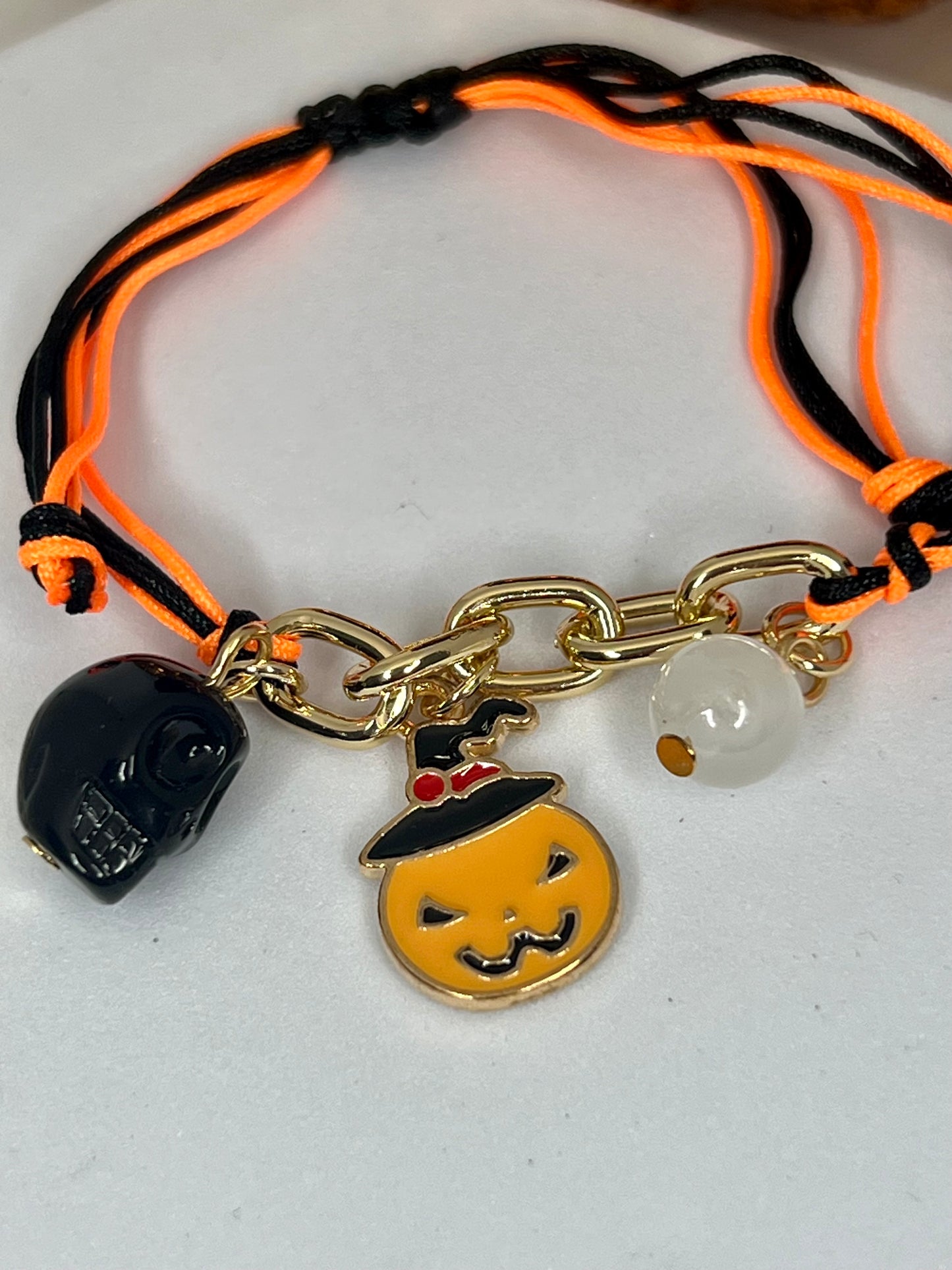 Orange & Black Halloween Charm Bracelet