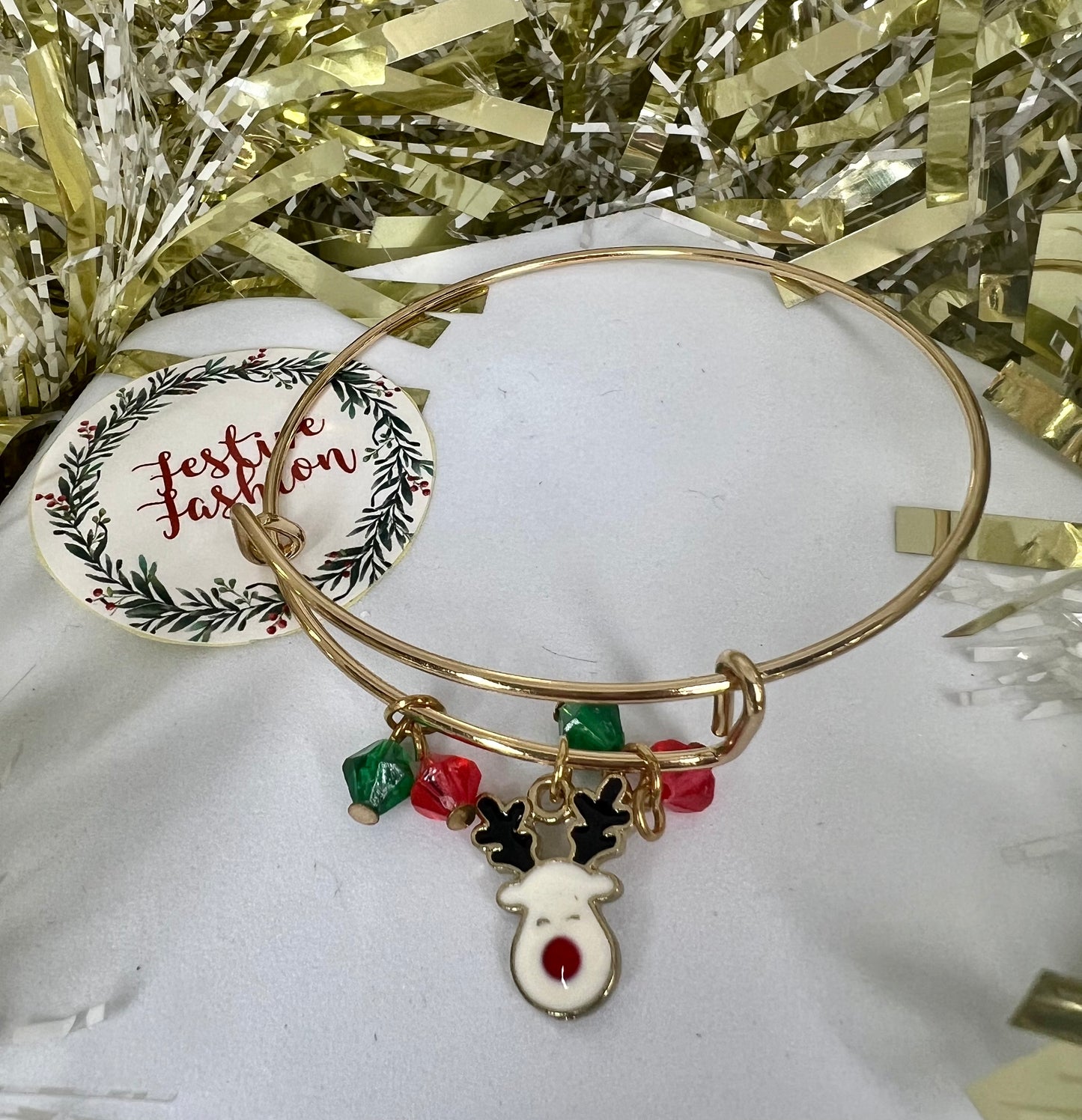 Gold Christmas Charm Bangle