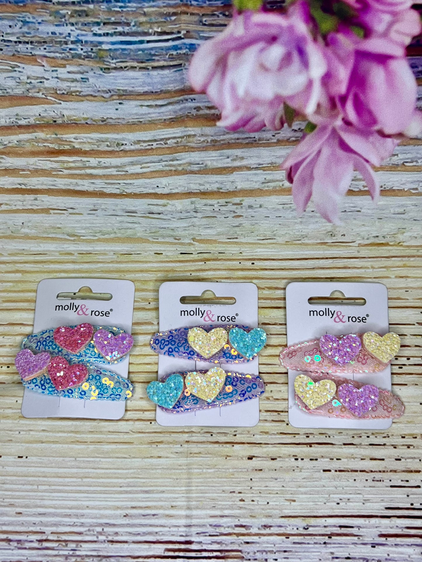 Set of 2 Glitter Heart or Star Hair Clips - Various designs