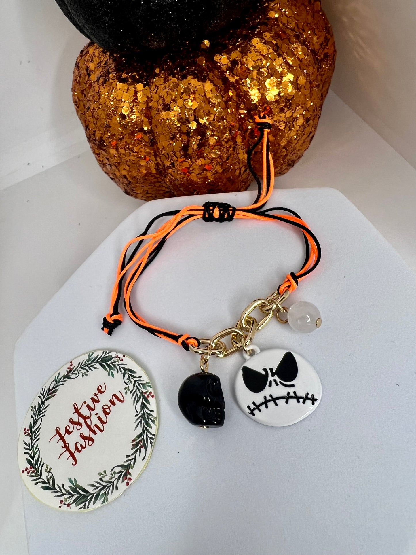 Orange & Black Halloween Charm Bracelet