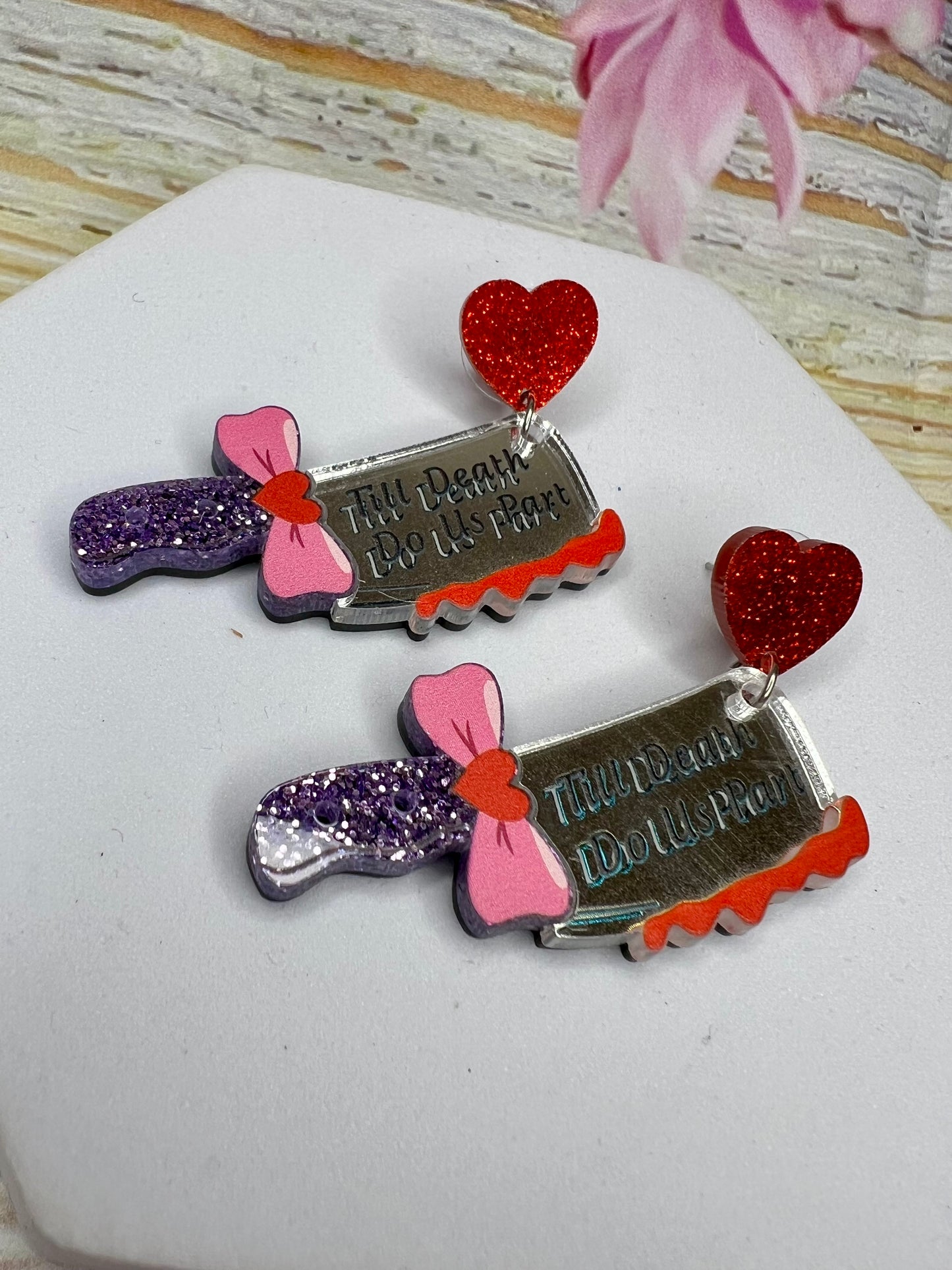 ‘Til Death Us Do Part’ Acrylic Earrings