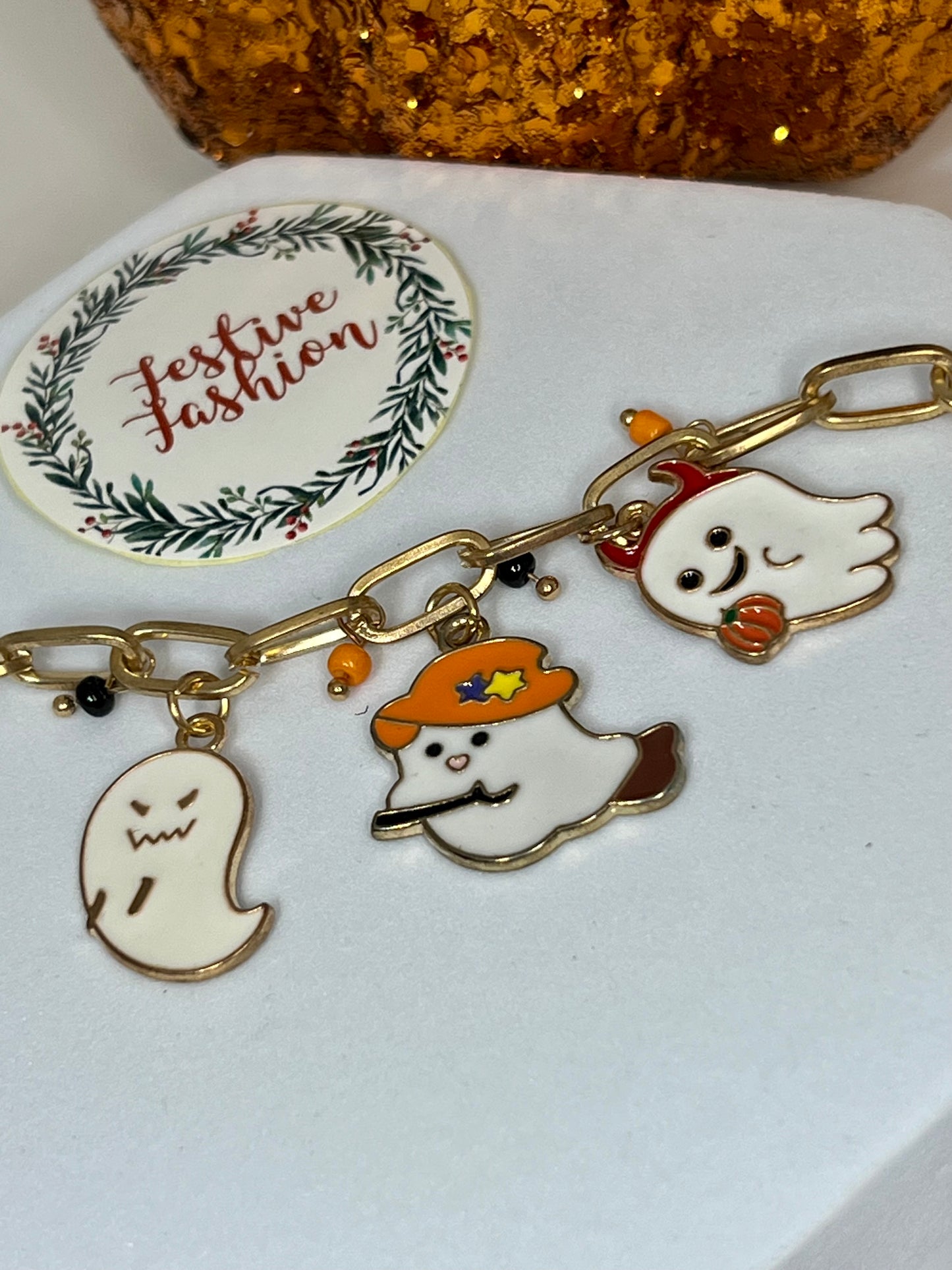 Gold Halloween Charm Bracelet