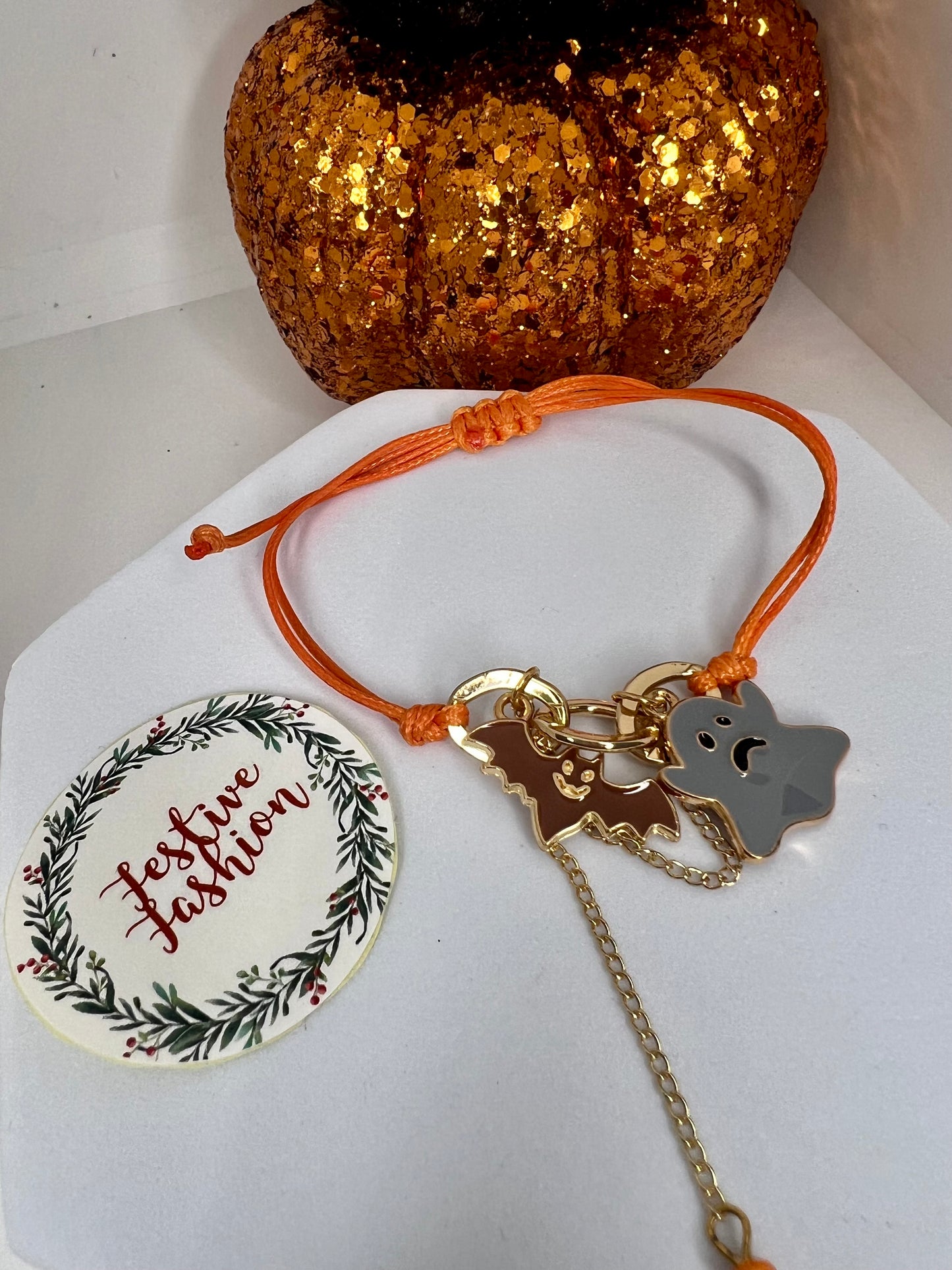 Orange Halloween Charm Bracelet