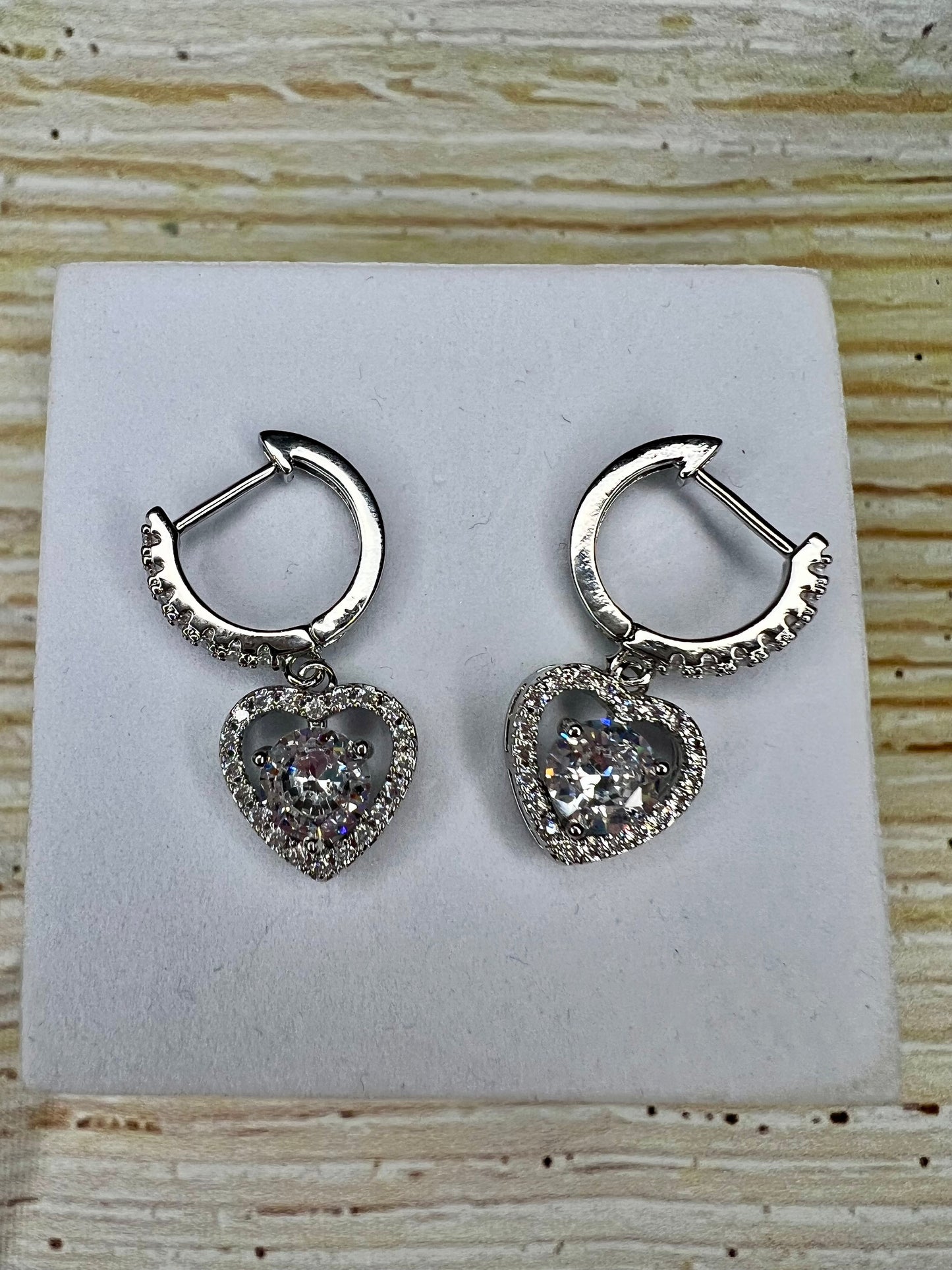 Diamanté Heart Hoop Earrings