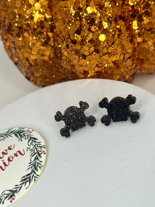 Glittery Skull Stud Earrings