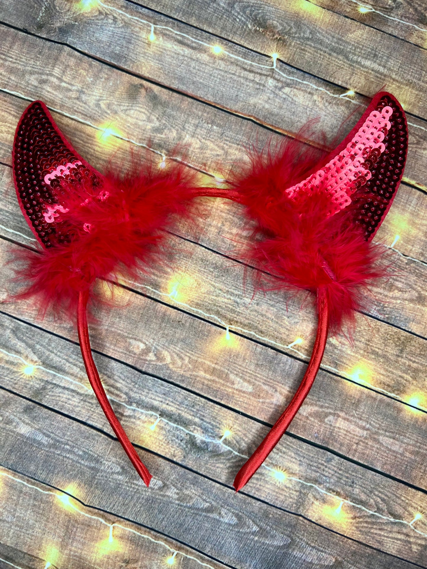 Red Sequin Devil Horn Headband