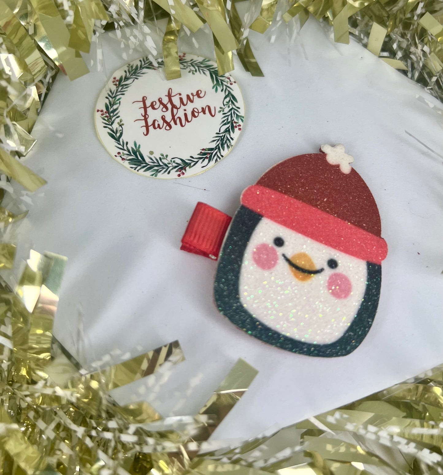 Set of 2 Large Glittery Christmas Character Hair Clips (assorted designs)
