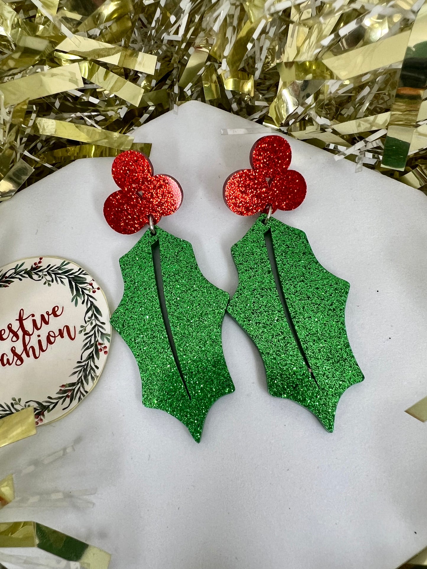Large Acrylic Christmas Statement Earrings (assorted designs)