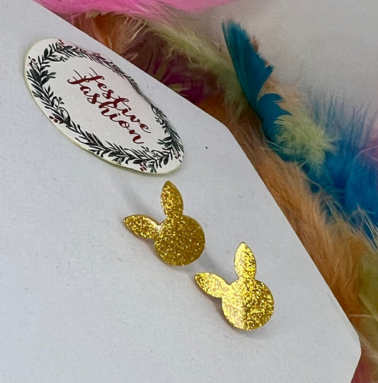 Glittery Rabbit Stud Earrings