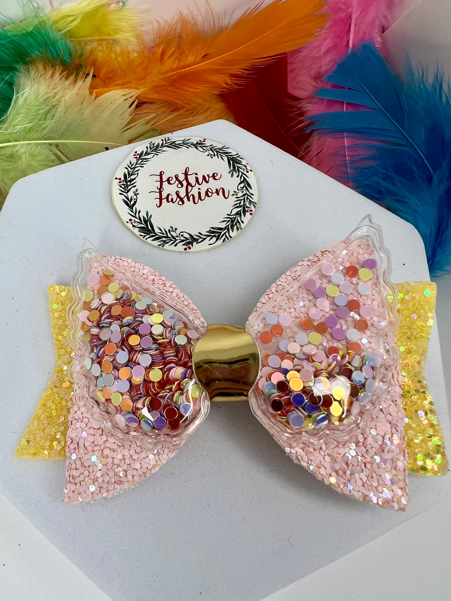 Glitter-Filled Wings Bow Hair Clips