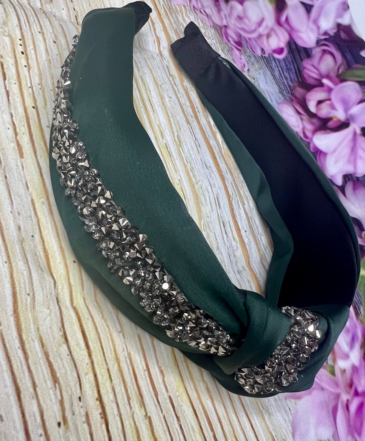 Satin Knotted Headband with Crystals