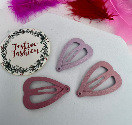 Glittery Heart Hair Clips – Set of 6