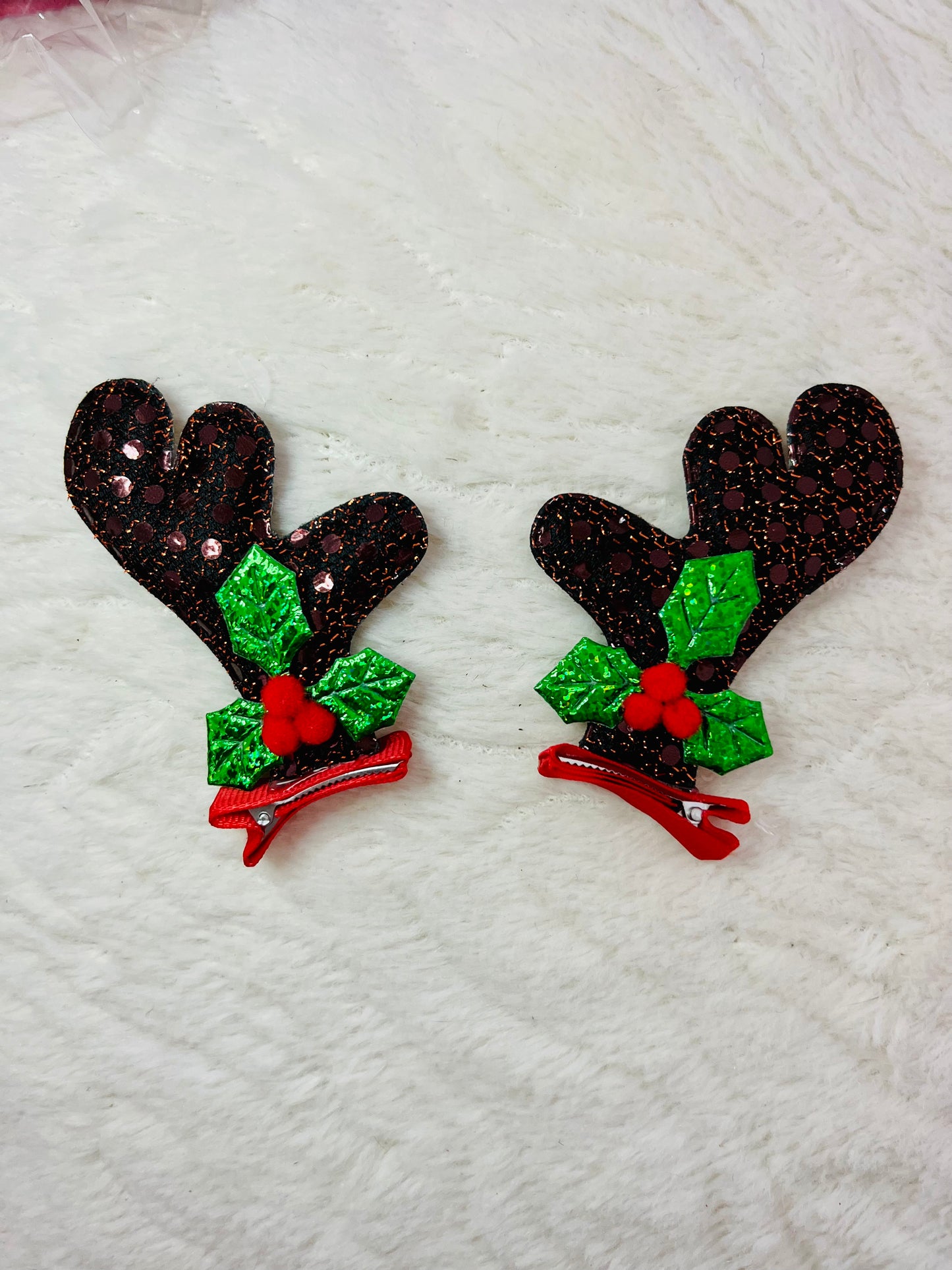 Set of 2 Brown Antler Hair Clips