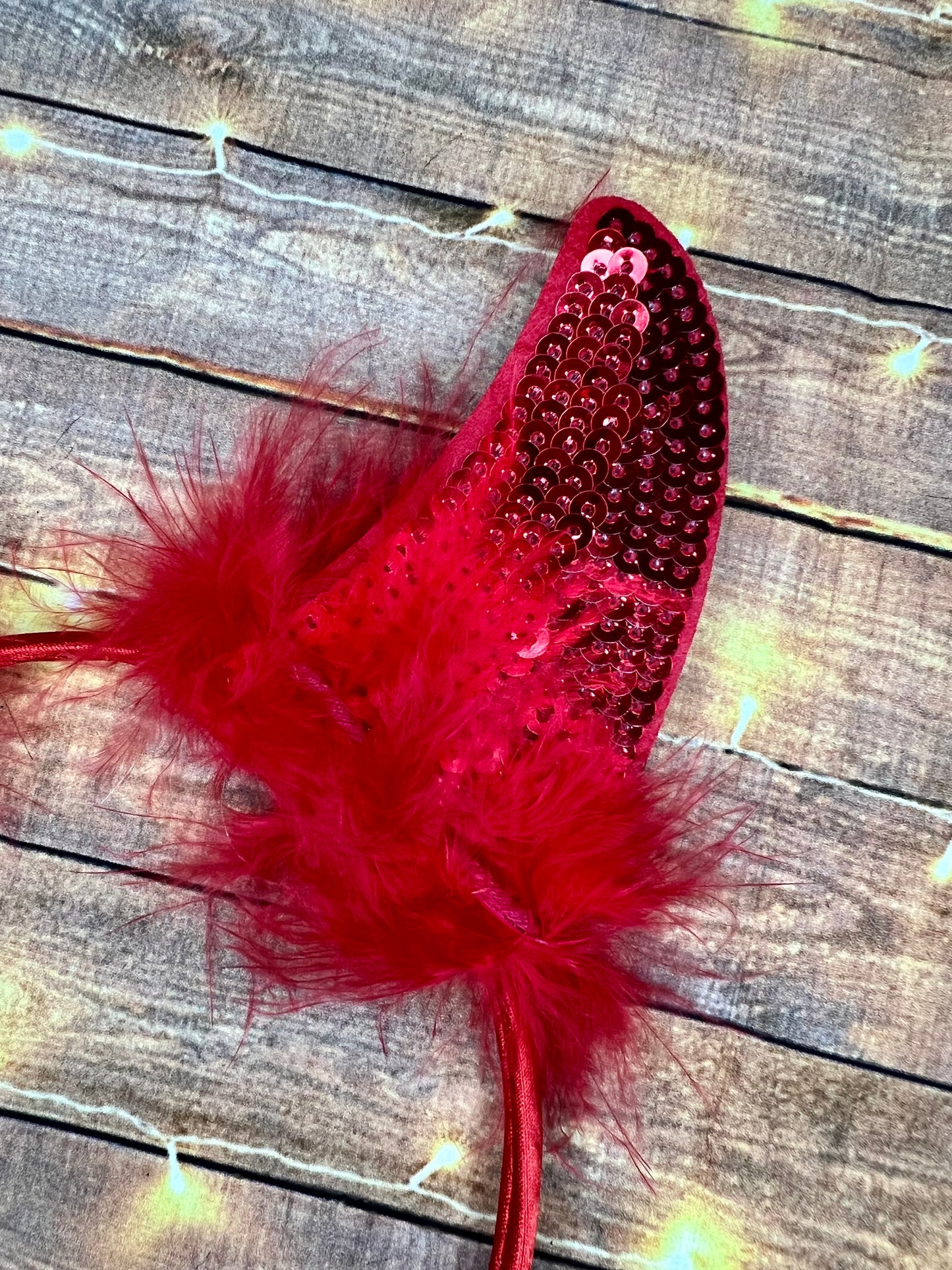 Red Sequin Devil Horn Headband
