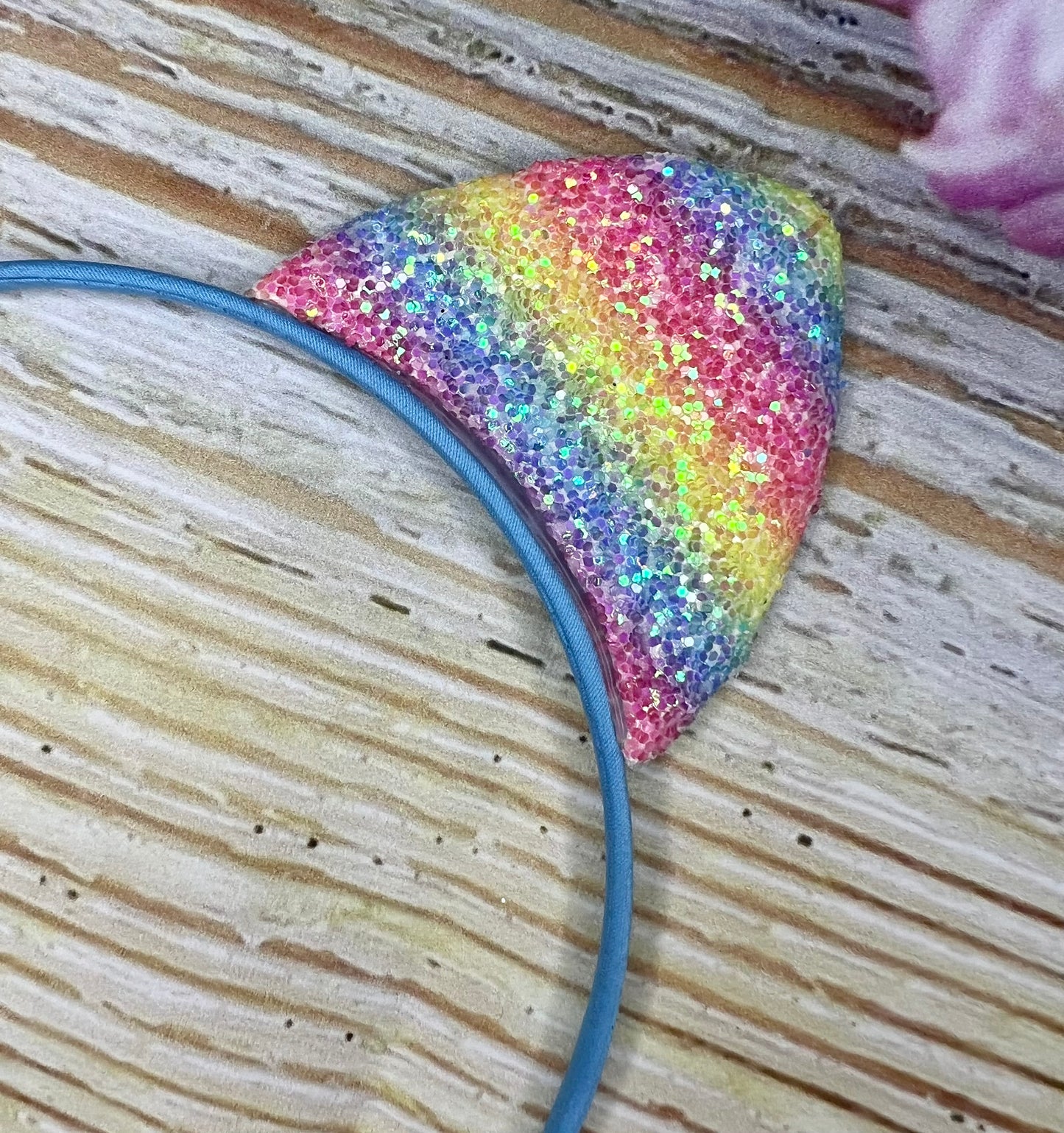 Rainbow Glitter Cat Ear Headband