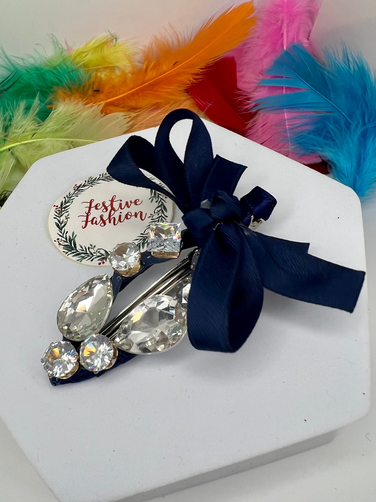 Luxury Diamanté Hair Clips with Satin Bows
