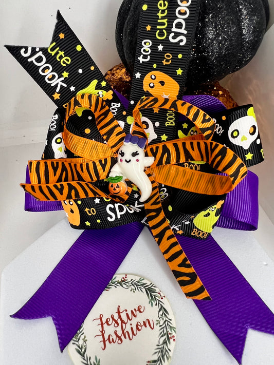 Fancy Halloween Ribbon Hair Clip Bows