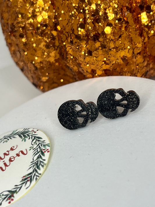Glittery Skull Stud Earrings