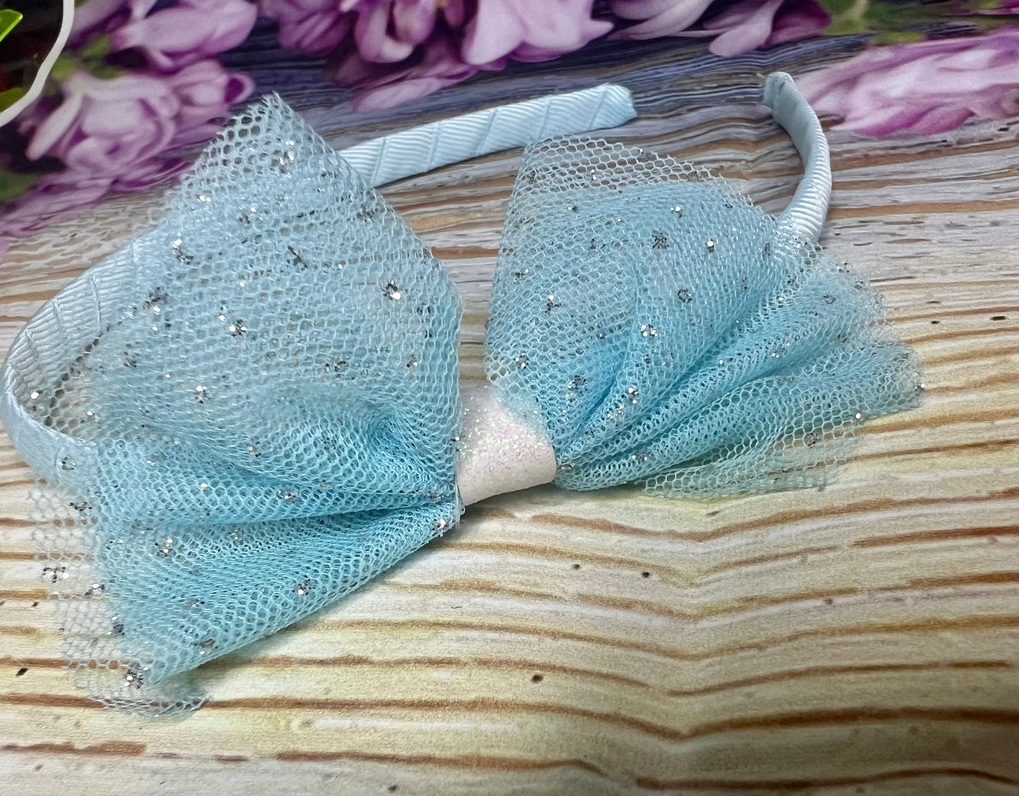 Frozen-Inspired Headband – Turquoise & Silver Tutu Bow