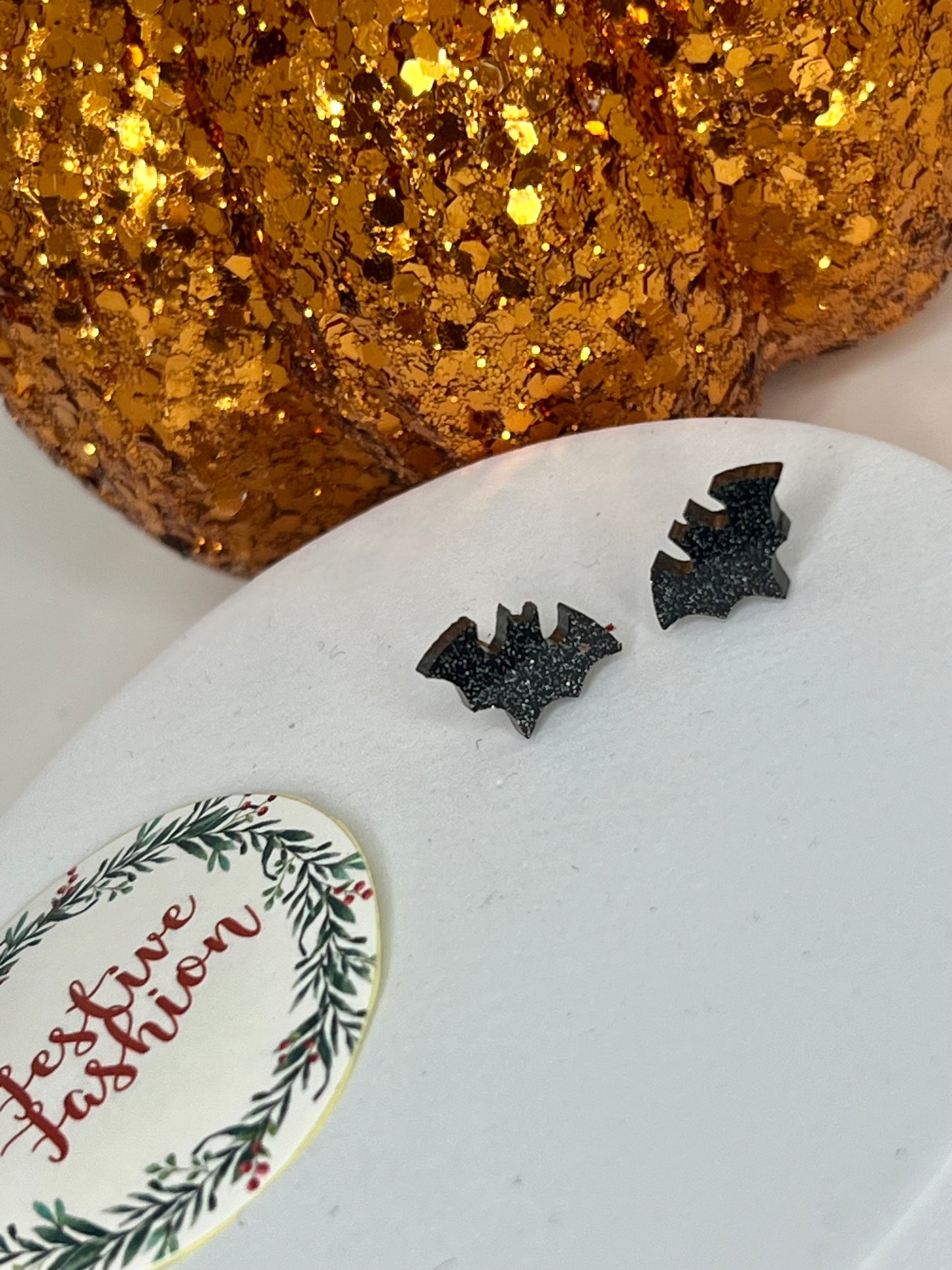 Glittery Bat Stud Earrings