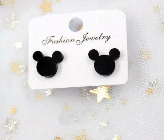 Classic Black Mouse Stud Earrings