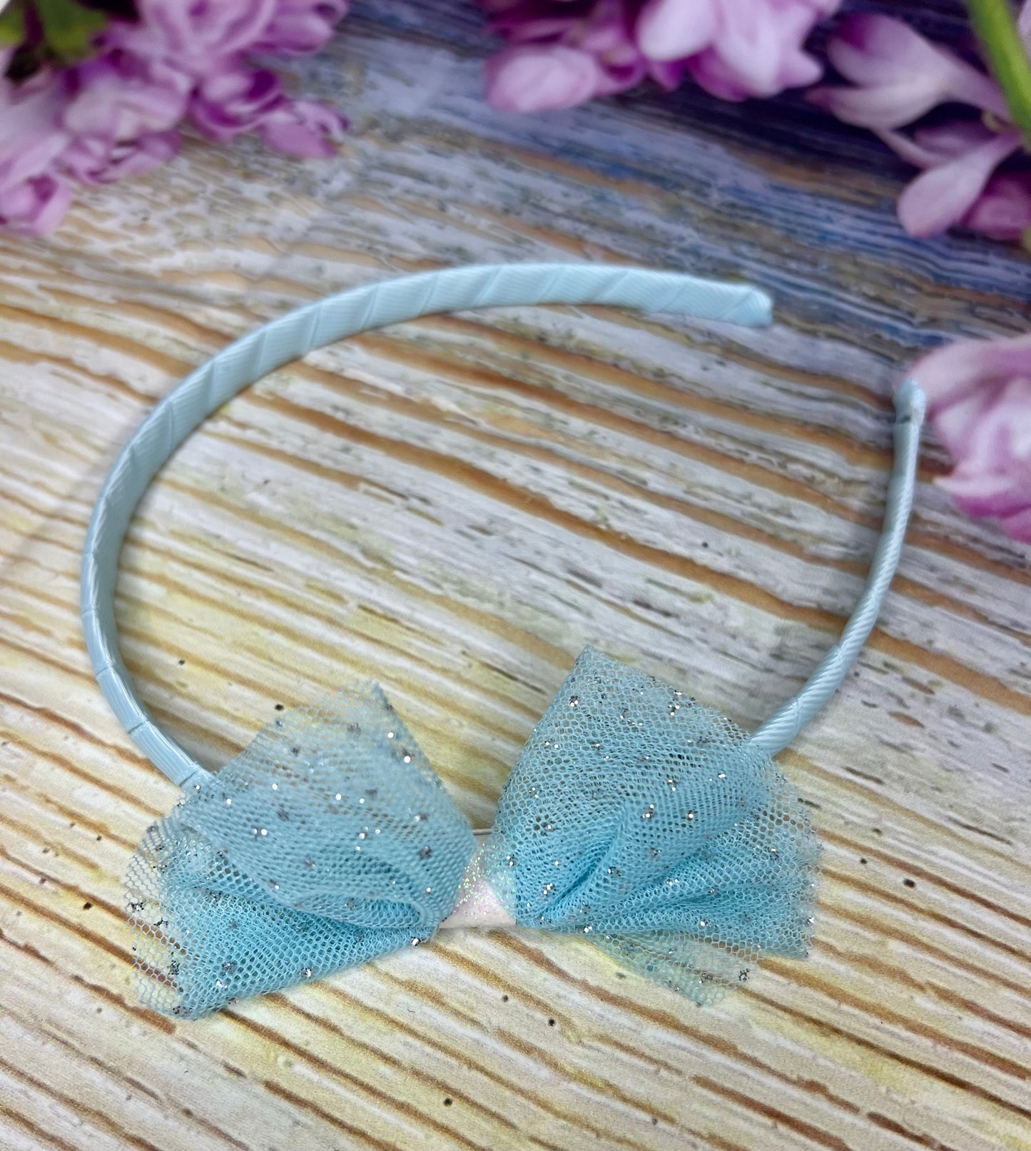 Frozen-Inspired Headband – Turquoise & Silver Tutu Bow