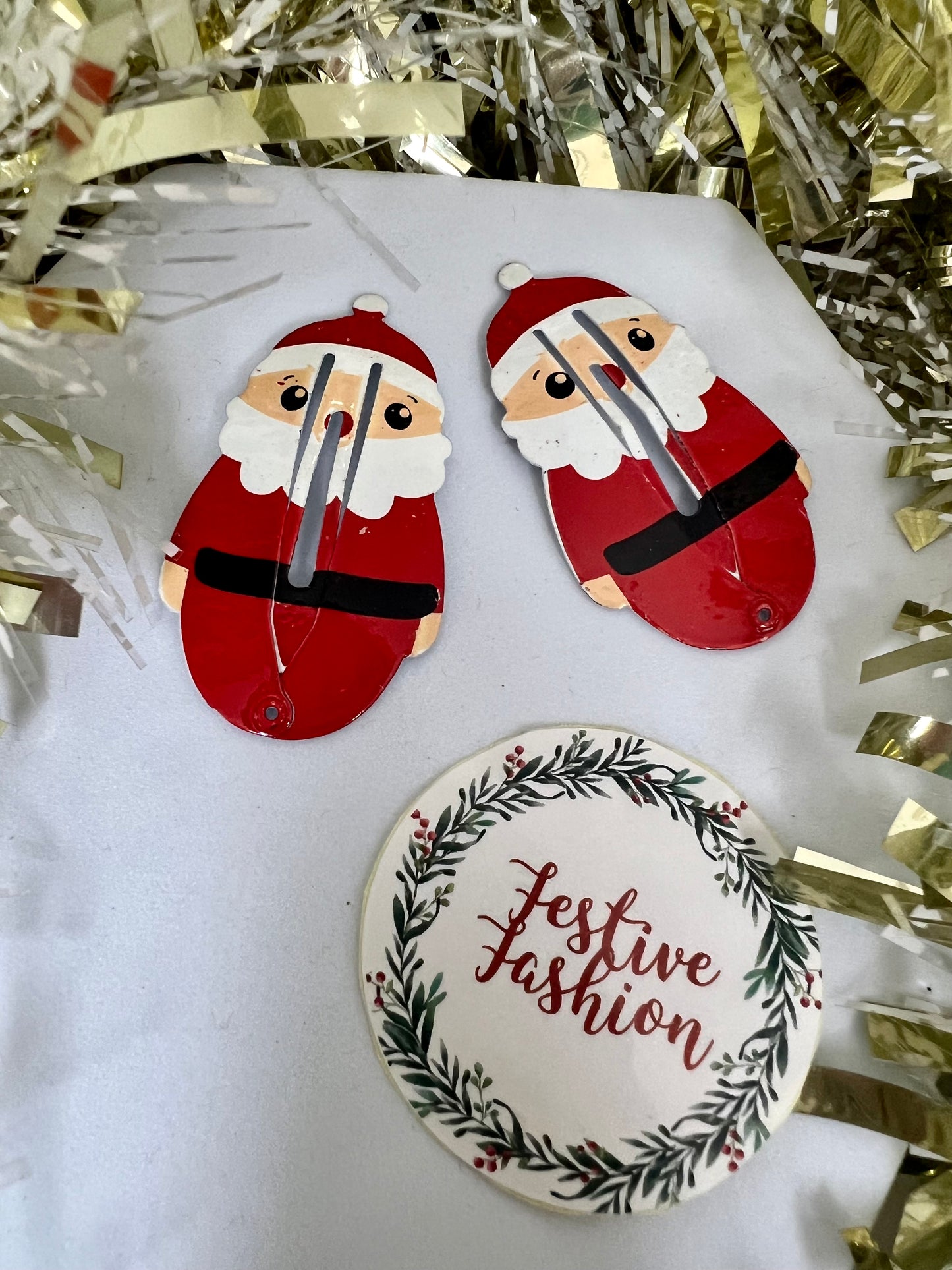 Set of 2 Metal Christmas Character Hair Clips (assorted designs)