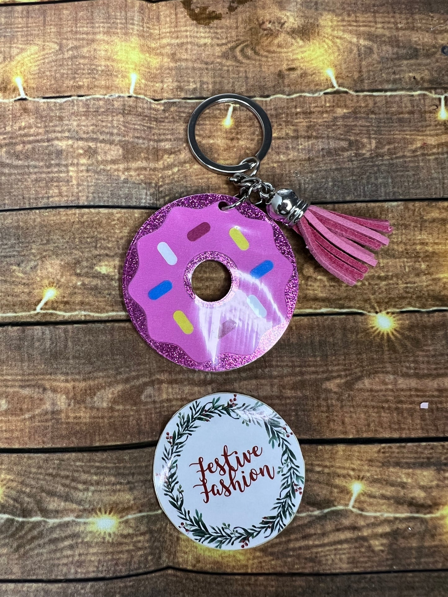 Pink Donut Keyring