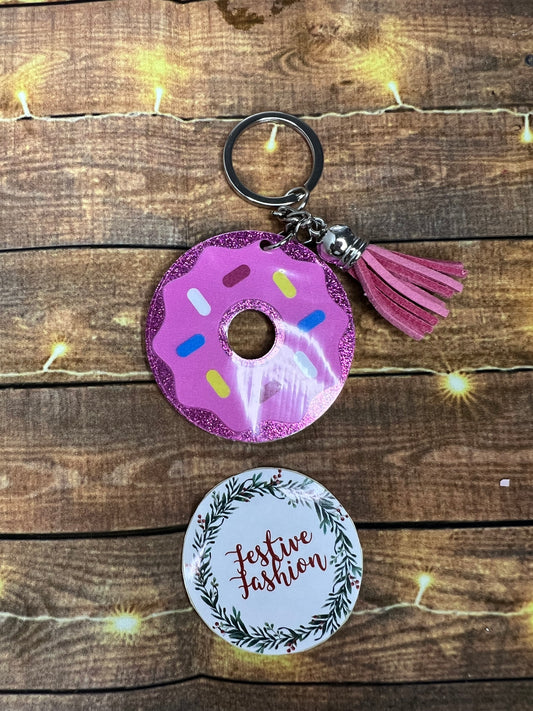 Pink Donut Keyring