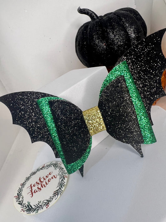 Halloween Glitter Bow Hair Clips (assorted designs)
