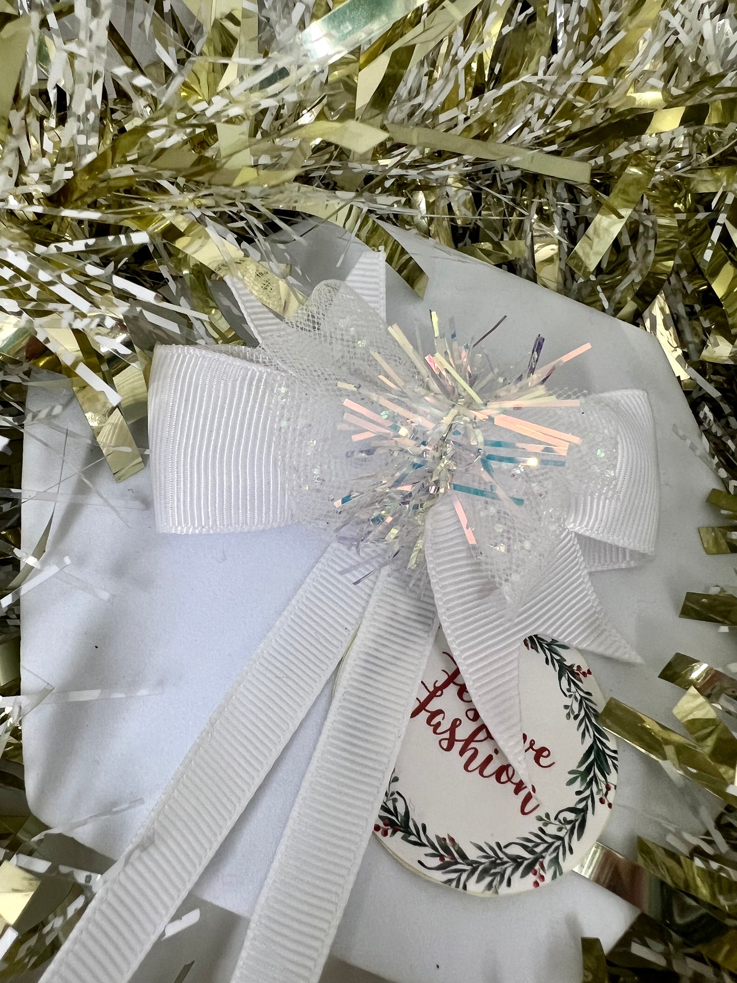 Pom-Pom Hair Bobble with Iridescent Tinsel