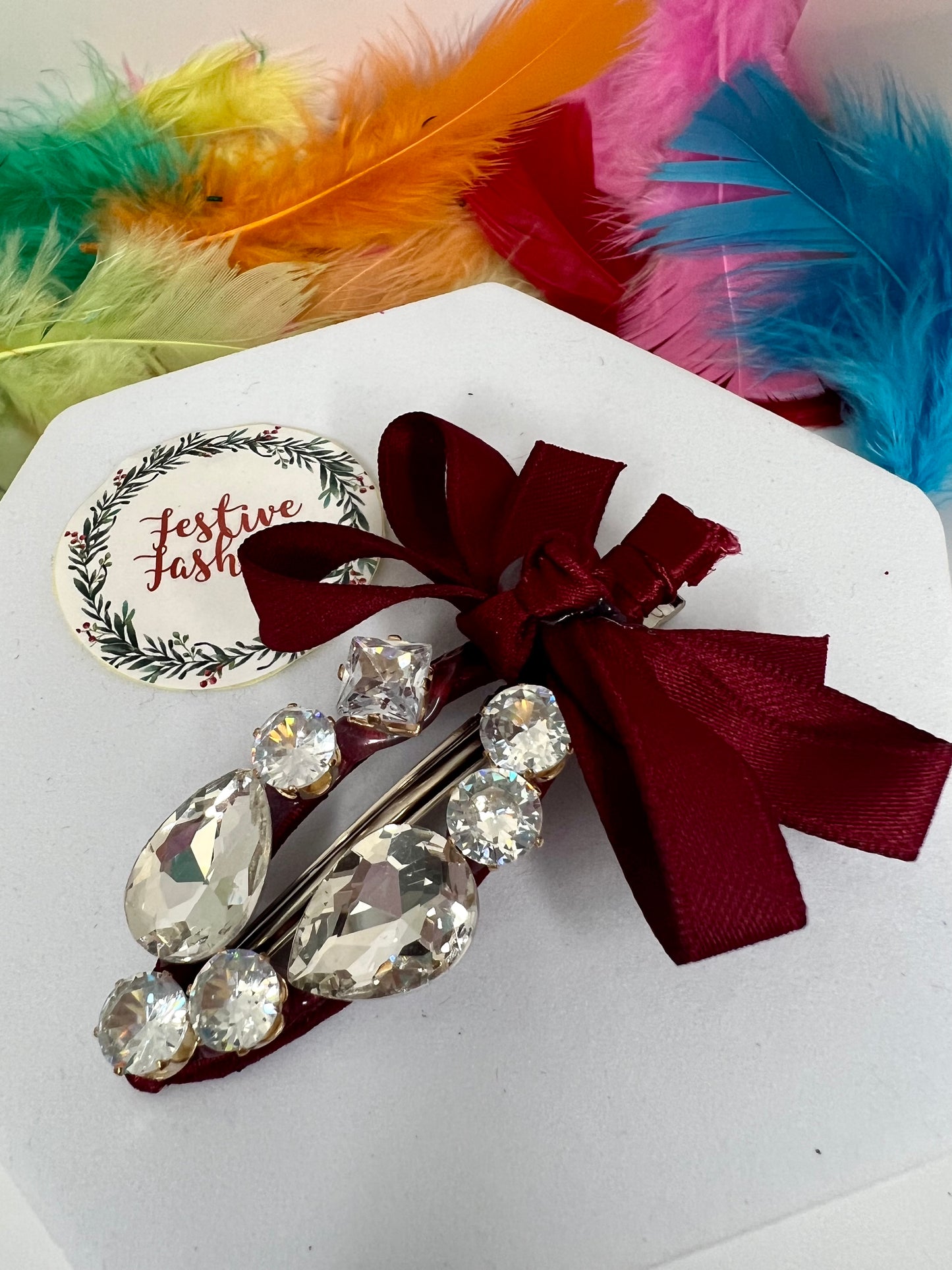 Luxury Diamanté Hair Clips with Satin Bows