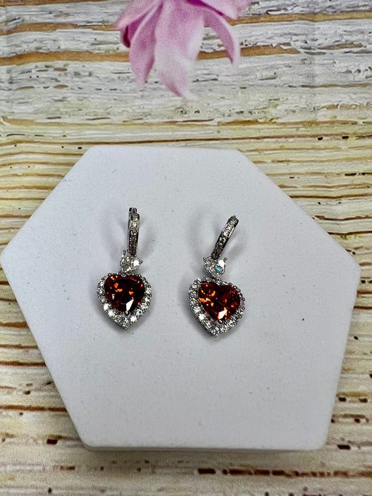 Diamanté Heart Hoop Earrings