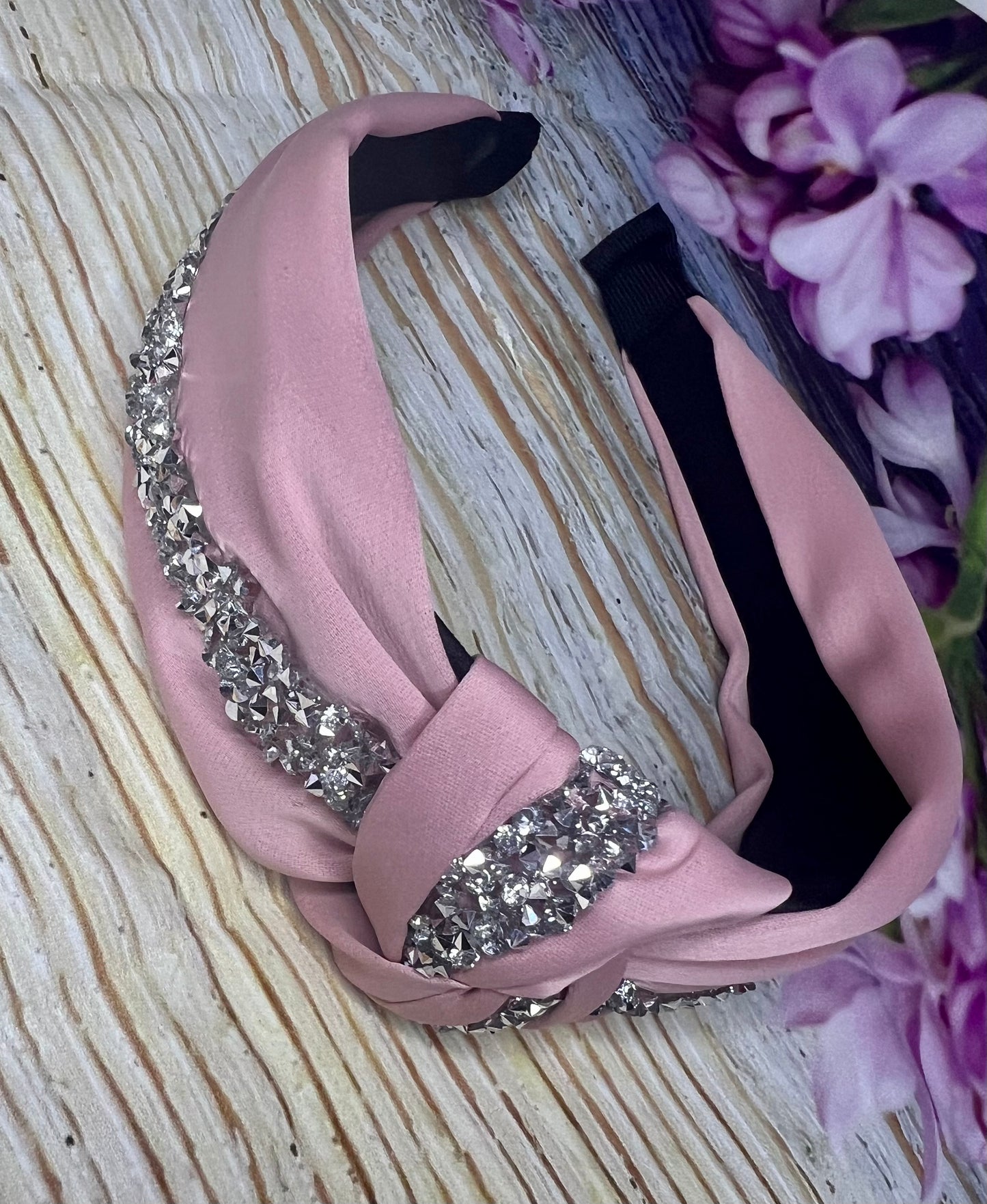 Satin Knotted Headband with Crystals