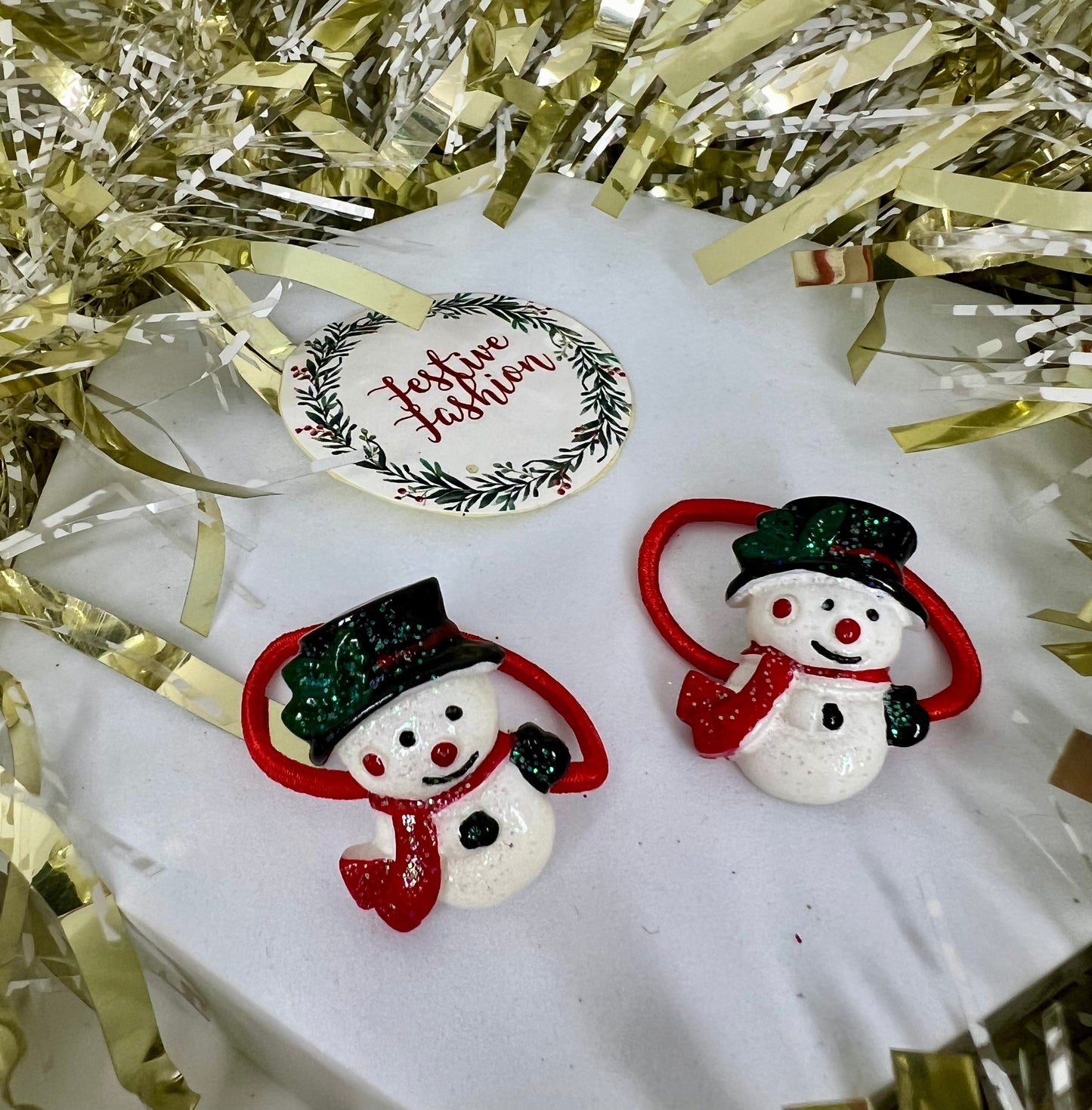 Set of 2 Red Hair Bobbles with Christmas Characters (assorted designs)