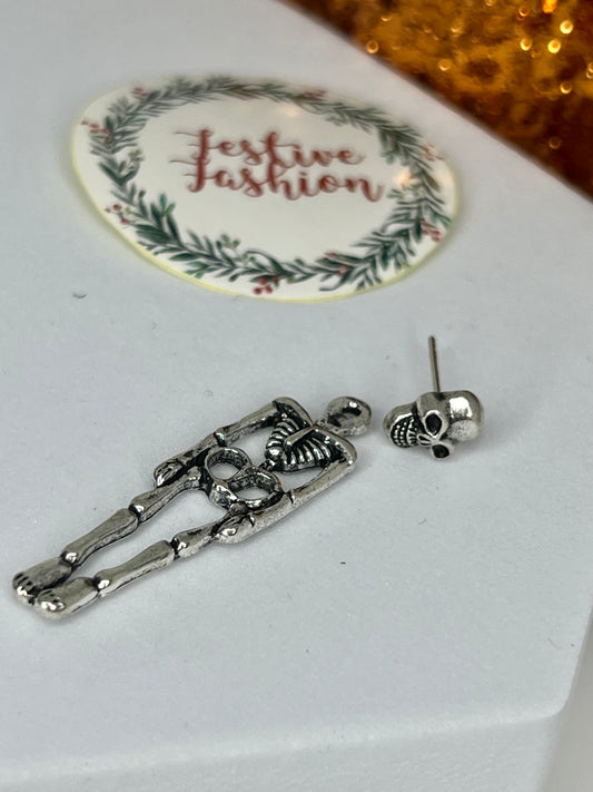 Silver Skeleton Stud Earrings
