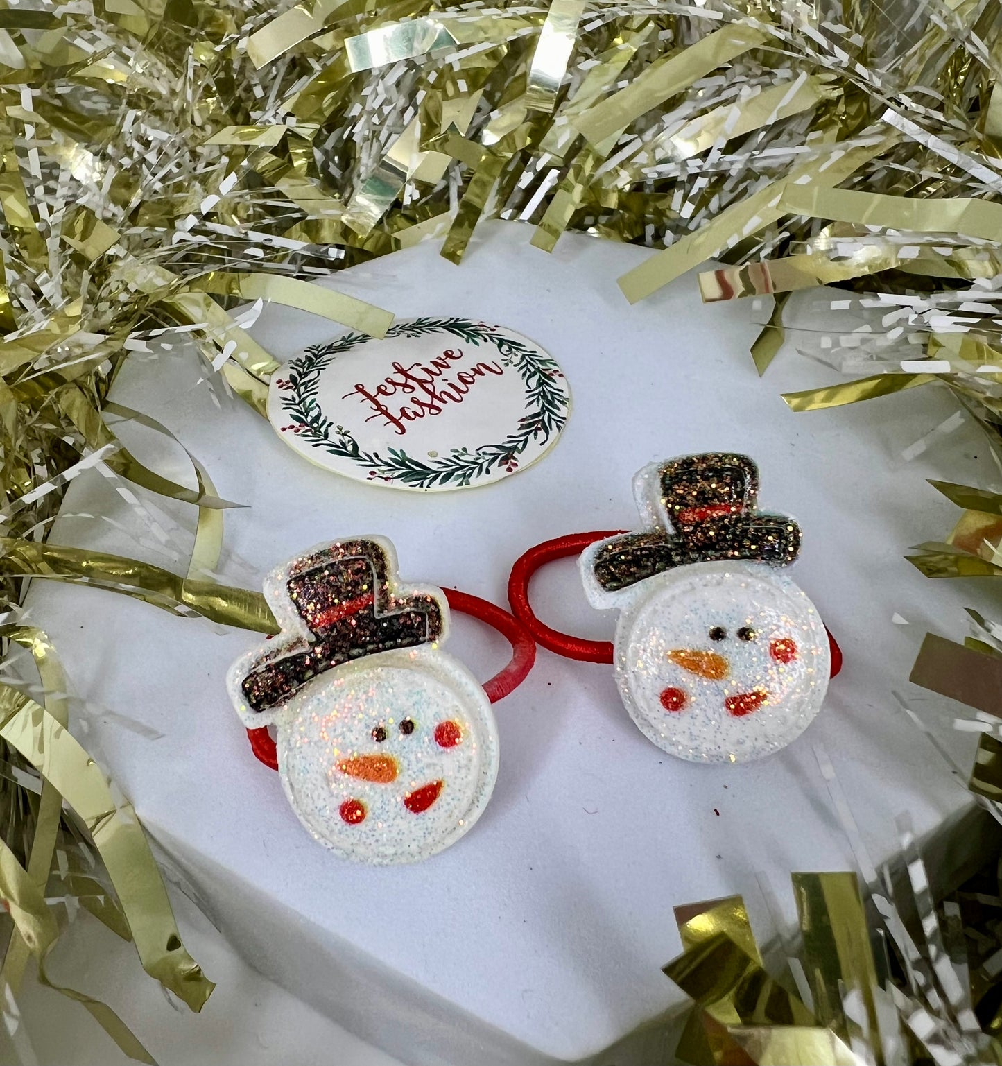 Set of 2 Red Hair Bobbles with Christmas Characters (assorted designs)