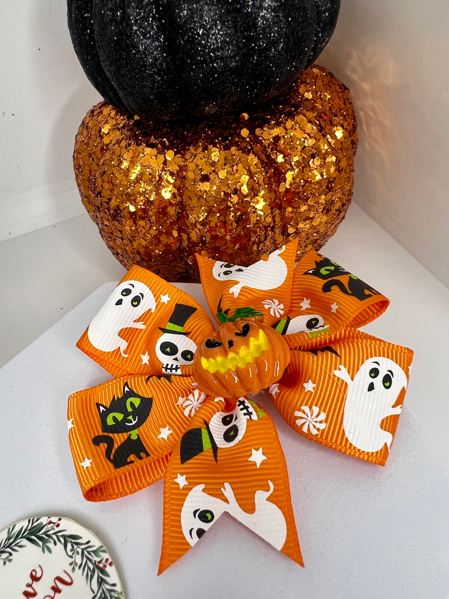 Fancy Halloween Ribbon Hair Clip Bows
