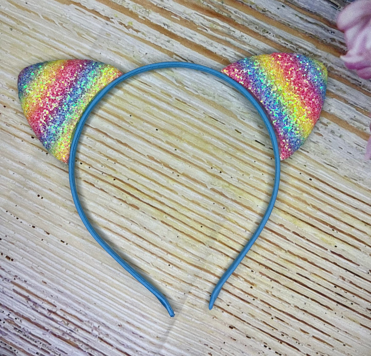 Rainbow Glitter Cat Ear Headband
