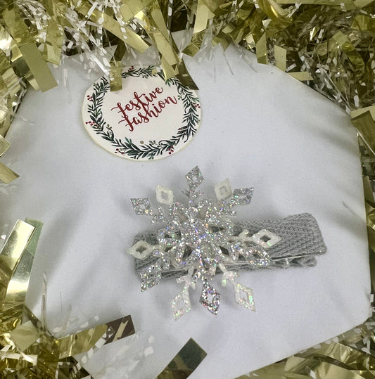 Snowflake Glitter Hair Clips