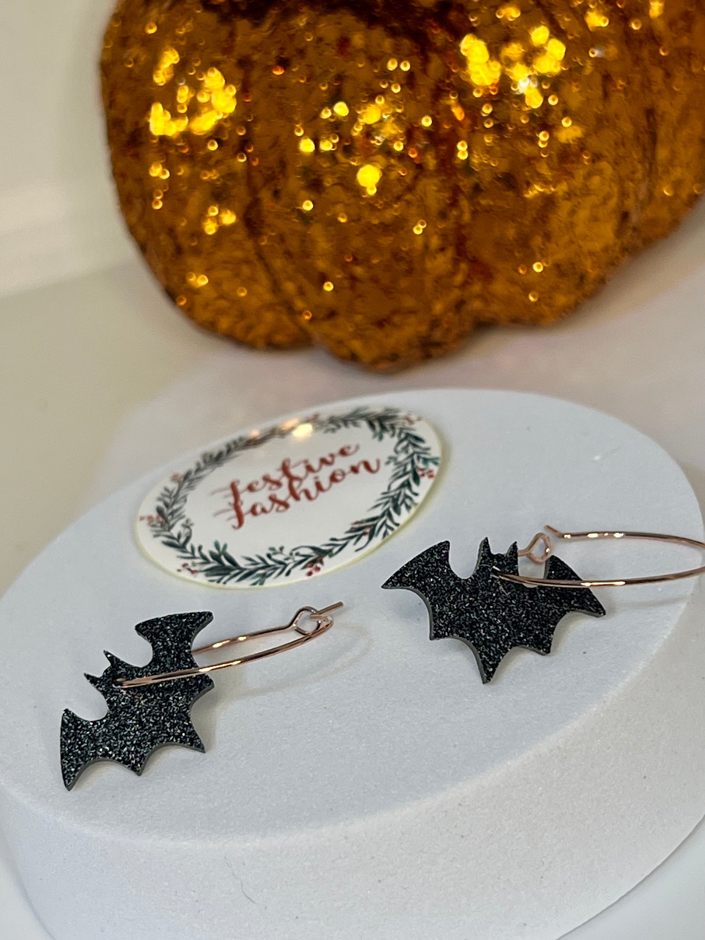 Glittery Bat Dangle Earrings