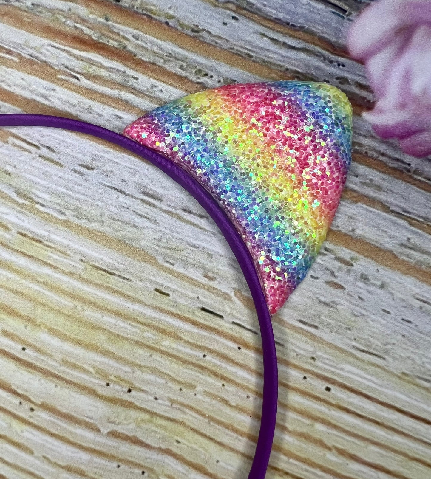 Rainbow Glitter Cat Ear Headband
