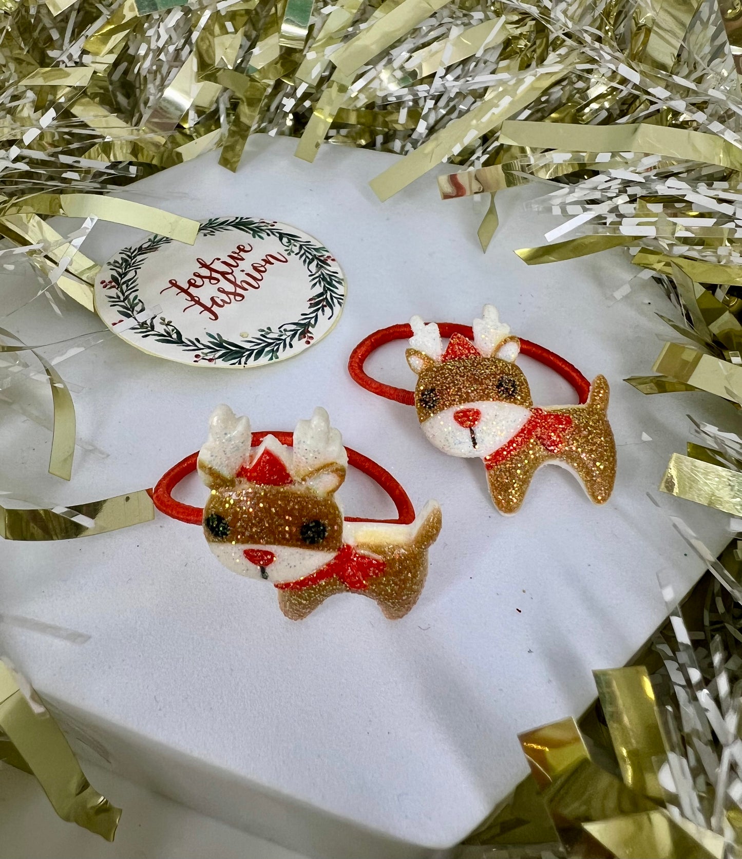 Set of 2 Red Hair Bobbles with Christmas Characters (assorted designs)