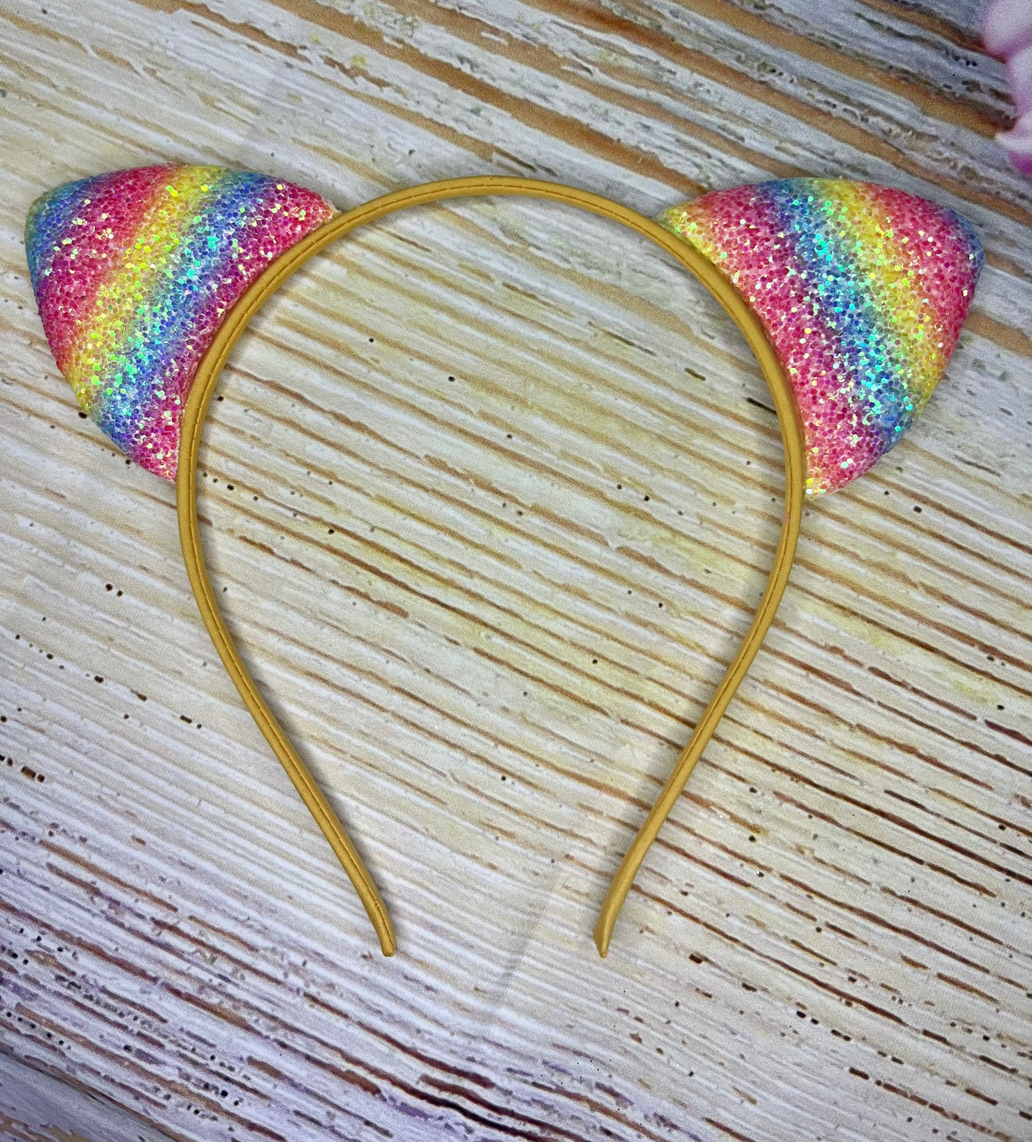 Rainbow Glitter Cat Ear Headband